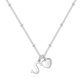 Vrsilver Sterling Silver Necklace for Women - Letter S Sterling Silver Necklace Initial Necklaces for Women Dainty Silver Necklace for Women Silver Initial Necklaces Sterling Silver Jewelry for Women
