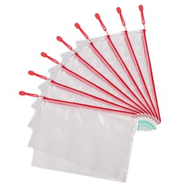 Tarifold Fr 509003 Plastic Wallets A4 Zip Document Bags Transparent for Office, Travel, School, Home, Colour Red