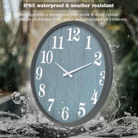 Large Outdoor Indoor Clock Waterproof,18 Inch Waterproof Oversized Wall Clocks,Silent Movement Battery Operated for Garden Patio Pool Room Office Decorative Gifts