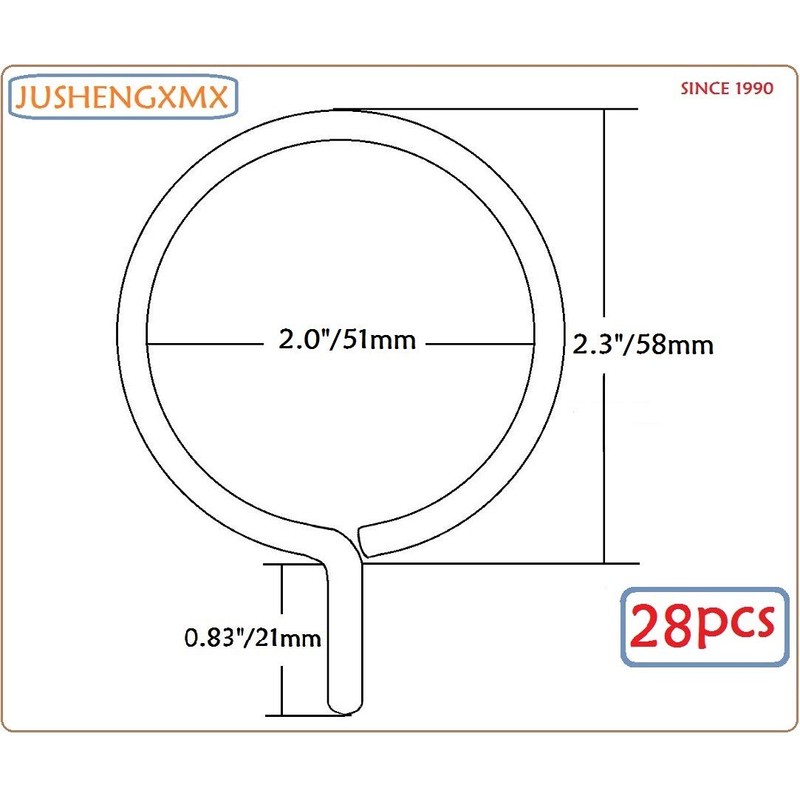 Curtain Rings with Eyelet - 2.3" Metal Ring for Curtain