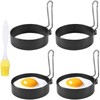 Pack of 4 Fried Egg Moulds, 1 Piece Oil Brush,