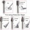 5pcs Rotary Point Burr Set Die Grinder Bit with 10