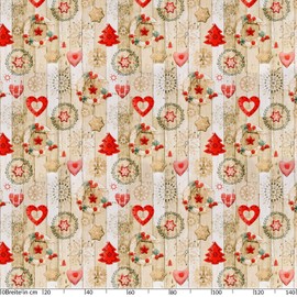 ANRO Christmas Tablecloth, Washable, Oilcloth, Red, Beige, 180 x 140 cm