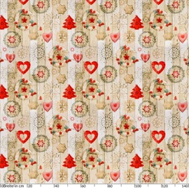 ANRO Christmas Tablecloth, Washable, Oilcloth, Red, Beige, 180 x 140 cm