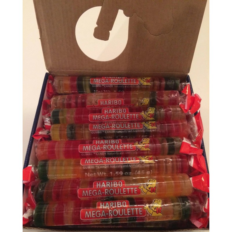 HARIBO Mega Roulette Gummy Candy Pack of 24 Fruit Flavored