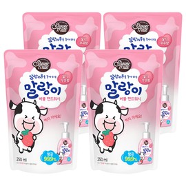 Shower Mate Soft Cow Bubble Hand Wash Strawberry Milk Fragrance Refill, 250ml, 4 Pieces / 샤워메이트 말랑카우 버블 핸드워시 딸기 우유향 리필, 250ml, 4개