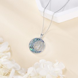 YFN 40th Birthday Gifts for Women Sterling Silver Tree of Life Necklace Pendant Celtic Moon Ablone Jewellery for Her Mum Grandma Nana