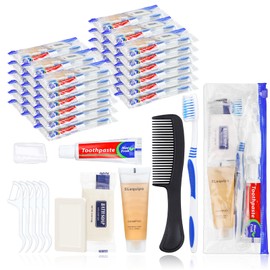 SLequipo Pack of 3 Hygiene Kit, Hygiene Kit Bulk, Individually Packed, Travel Hygiene Kit with Toothbrush, Toothpaste, Comb, Shampoo, Soap and Floss Picks, Home, Suitable for Hotel, Camping, Travel