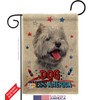 Patriotic Westie Burlap Garden Flag Set with Stand Animals Dog