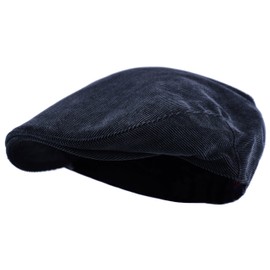 Wonderful Fashion Men's Classic Herringbone Tweed Wool Blend Newsboy Ivy Hat (Large/X-Large, Corduroy Navy)