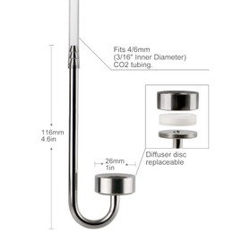 Clscea Stainless Steel CO2 Diffuser Atomizer for Aquarium Plants