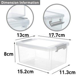 Citylife 6 Pack Plastic Storage Box Small Stackable Storage Box with Clear Storage Box with Handles for Kitchen Closet,17.7x13x8.2cm