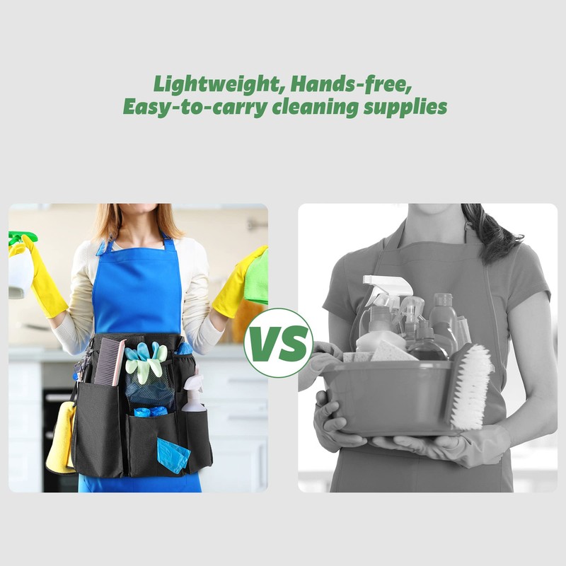 LoDrid Cleaning Apron for Housekeeping with 9 Pockets, Cleaning Bag