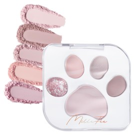 MilleFée Meow Paws Eyeshadow Palette (01 Amaenbo), Cats, 5 Colors, Eye Makeup, Eyeshadow, Cosmetics, Glitter, Paw Print Palette