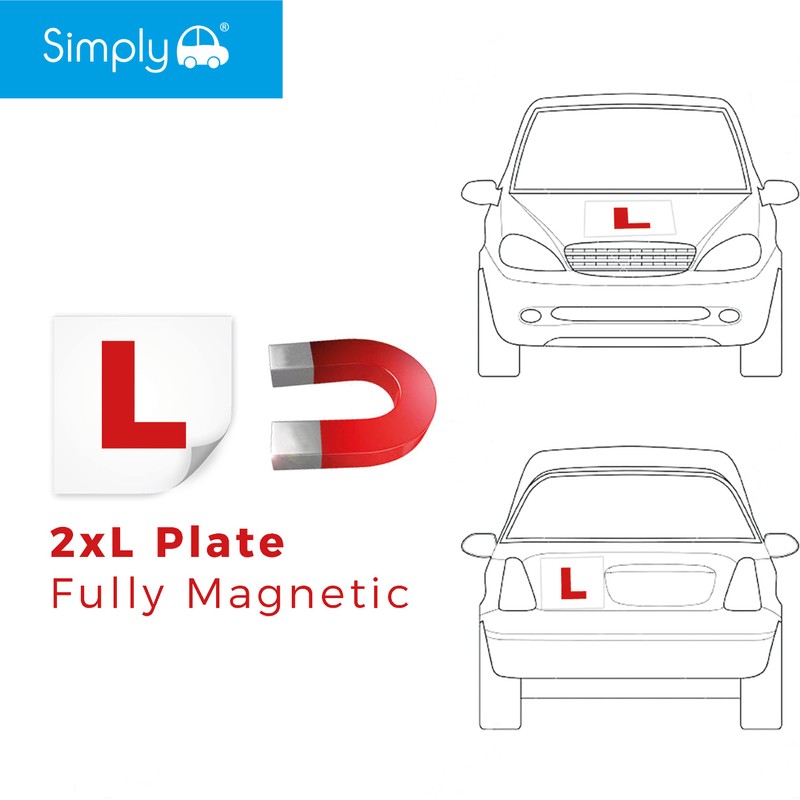 Simply TL1000 Pack of 2, Fully Magnetic Car L-Plates, Twin