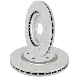 INEEDUP 5 Lugs Disc Drilled & Slotted Brake Rotors Front For Chrysler Pacifica Town & Country For Dodge Grand Caravan Journey For Ram C/V For Volkswagen Routan