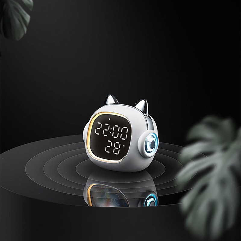 Intelligent Mini Alarm Clock with Bluetooth Speaker Night Light Cute