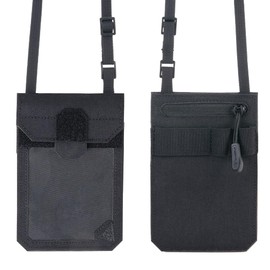 IDOGEAR Tactical ID Card Holder Visual Surface EDC Pouch with Zipper Pocket Badge Holders Credit Card Organizer Holster Neck Lanyard Hanging Hook and Loop Closure Pouches(Black)