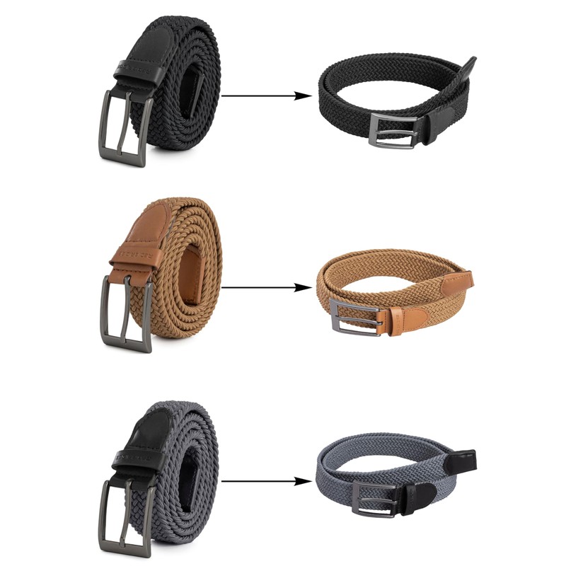 Redbridge Elastic Braided Belt Set of 3 with Metal Clasp