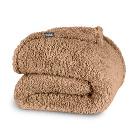 Bare Home Faux Shearling Blanket - King Blanket - Blanket for Bed, Sofa, Couch, Camping, Travel, and Gifts - Warm & Lightweight - Fluffy & Soft Plush Blanket (King, Solid Teddy Bear Brown)