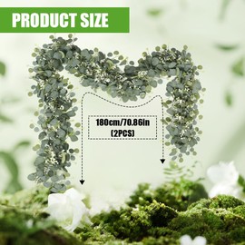 2 Stück Eukalyptus Girlanden Künstliche, 1.8m Eukalyptus deko Hängepflanzen Eucalyptus Blätter Girlande Hochzeitsdeko, Künstliche Girlande Pflanze, für Hochzeit Party Garten Festival Dekorationen (B)