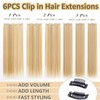 Gairyan 58 cm Clip-In Extensions, Straight, Long, 6 Pieces, Synthetic