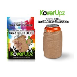 TYVEK BROWN BAG ARTWORK INSULATED CAN & BOTTLE COOLER SLEEVE SOFT REUSABLE COLLAPSIBLE COVER FOR PARTIES, EVENTS OR WEDDINGS BUM COLD DRINK COOLIE THERMAL 12 oz Beer