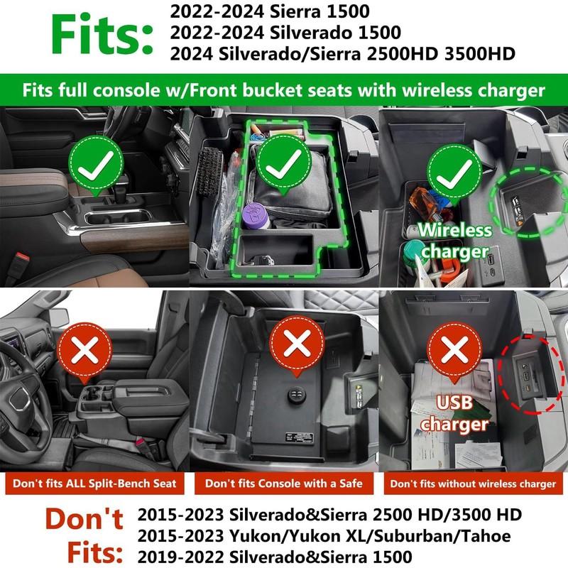 JOJOMARK Center Console Organizer Tray fits for 2022-2025 GMC Sierra/Chevy