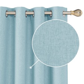 Deconovo Total Faux Linen Blackout Curtains Grommet Room Darkening Thermal Insulated Drapes for Boy's Room Turquoise 52x72 Inch 1 Pair