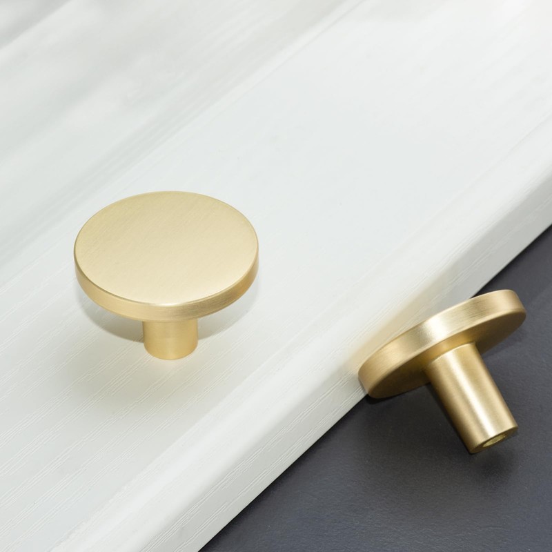 IAFVKAI Cabinet Knobs, 2 Pack Brushed Brass Kitchen Cabinet Knobs
