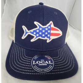 Local Crowns Tuna Fish Collection USA Snapback Trucker Fishing Flag Hat