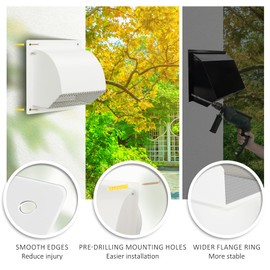 Sidasu 4 Inch Steel Hooded Wall Vent with Screen,Arc-Shaped Wall Vent for Ventilation and Exhaust,Suit for Residential Housing and Industrial Facilities,White