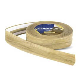 (DQ-PP) Cover Strip 5 m Light Oak 32 x 23 mm Skirting Board Window Ledge PVC Flat Strip Bend Profile Plastic Skirting Board Soft Angle Skirting Boards Bending Strip Bending Angle Skirting Board Window Ledge PVC Plastic Skirting Board Angle Board