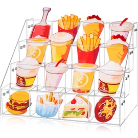 Yuntau 4 Tier Clear Acrylic Sticker Display Stand 16 Pockets Stamp Holder Organizer for 4'' Large Stickers Vendors Small Business Supplier Events, Trade Shows, Classroom