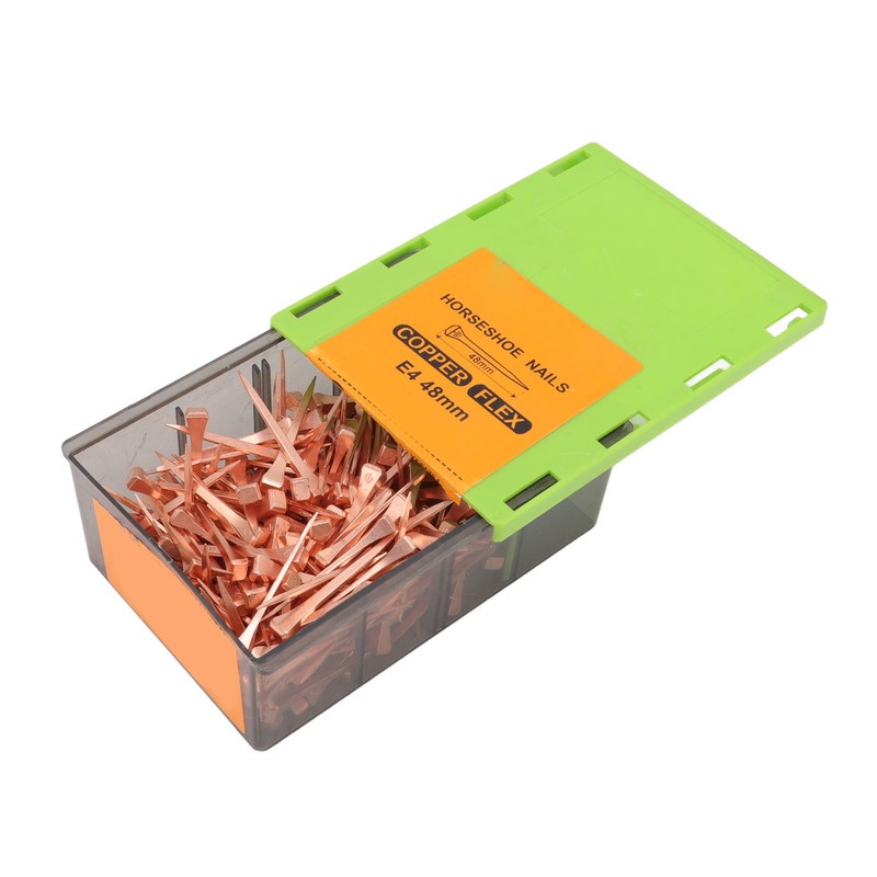 250Pcs Horseshoe Nails Copper Plating Shoeing Nails with Plastic Box
