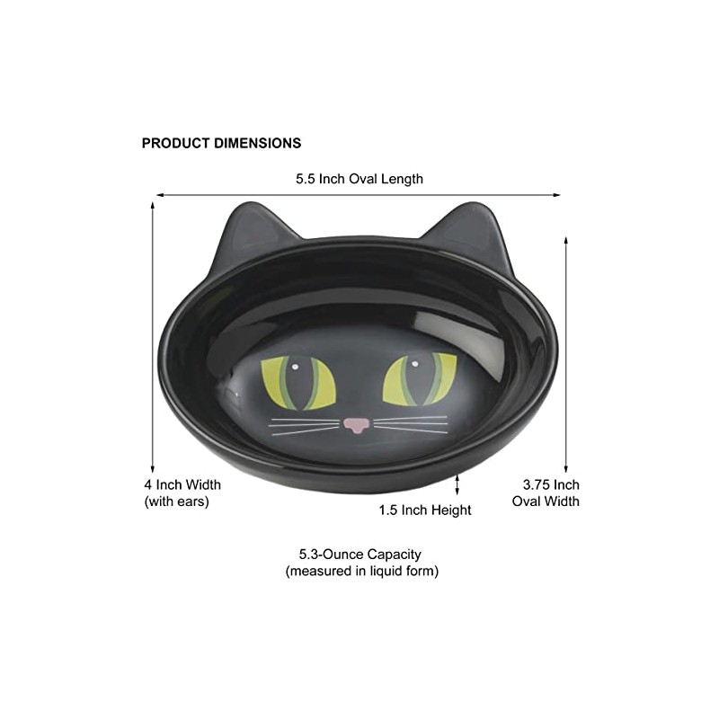 PetRageous Cuenco Ovalado de gres, diseño de Gatito, 13 cm