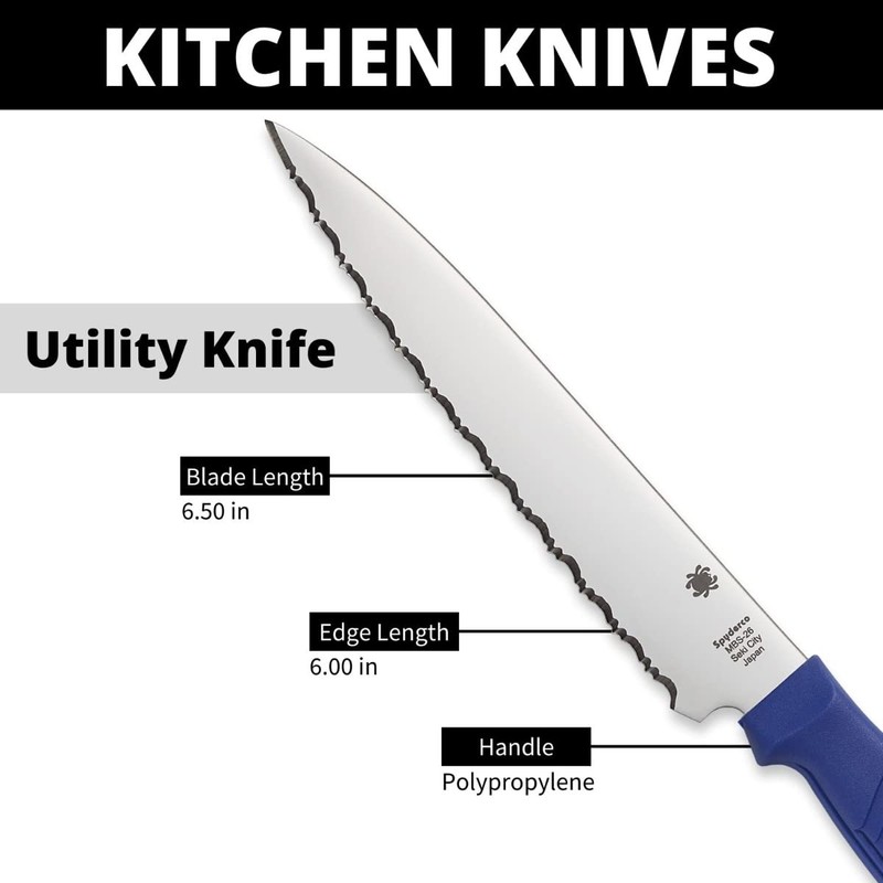 Spyderco Lightweight Kitchen Utility Knife with 6.5" MBS-26 Stainless Steel