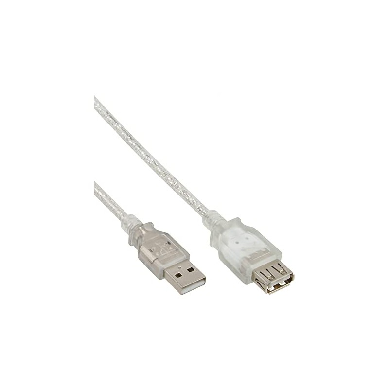Intos USB 2.0 Verlängerung USB Anschlusskabel A/S-A/B 2.0m transparent