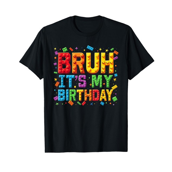 Master Builder Building Blocks kids Bruh It's My Birthday T-Shirt