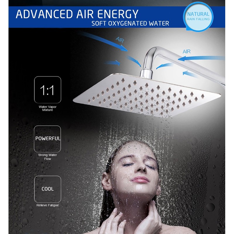 SR SUN RISE Luxury 12 Inch Large Square Stainless Steel