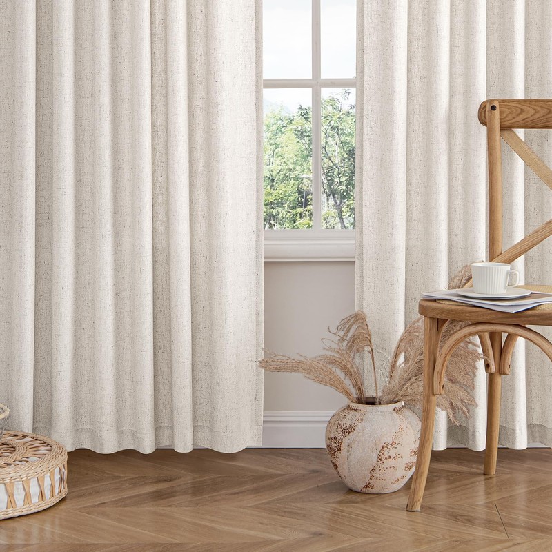 MIULEE Non-See-Through Privacy Linen Curtains 2 Panels, Light Filtering Window
