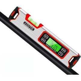 Digital Level and Protractor, 12 Inch IP54 Protected Electronic Bubble Inclinometer Angle Finder with Large LED Backlight and Magnetized V-Groove Base（Red）