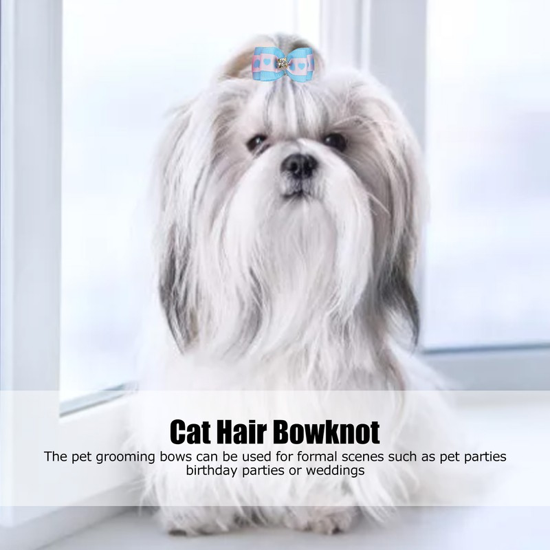 20pcs Pet Hair Bows Dog Grooming Bows with Rubber Bands