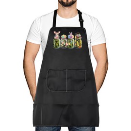 Christian Easter Day Bunnies Eggs Pickle Housewarming Gift Pickle Lover Easter Apron for Her Him(Bunnies Eggs Pickle)