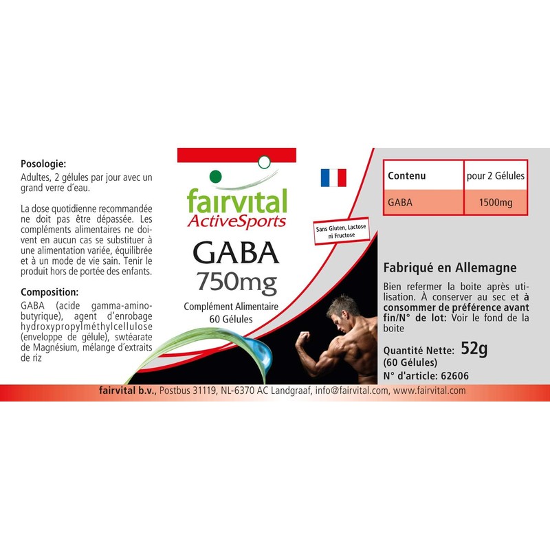 Fairvital GABA Capsules 750 mg - High Dose - 1500
