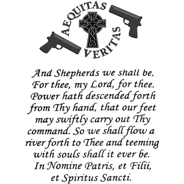 Vinyl Sticker - The Family Prayer Aequitas Veritas Saints Gun Celtic Cross