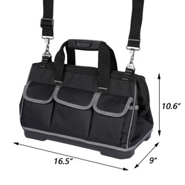 Heavy-Duty Tool Bag with 16 Pockets, 16-Inch Waterproof Tool Organizer with Reinforced Base, Adjustable Shoulder Strap, Ideal for Electricians, Carpenters, DIY Projects, Father's Day Birthday Gift