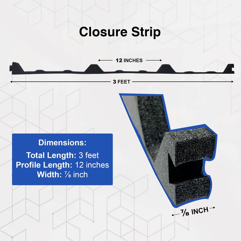 Duco USA-Made R Panel Foam Closure Strips - 20 Pack