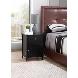 Glory Furniture Izzy 1 Drawer 1 Door Nightstand in Black