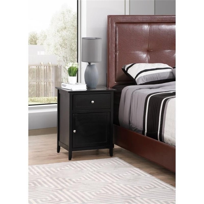 Glory Furniture Izzy 1 Drawer 1 Door Nightstand in Black
